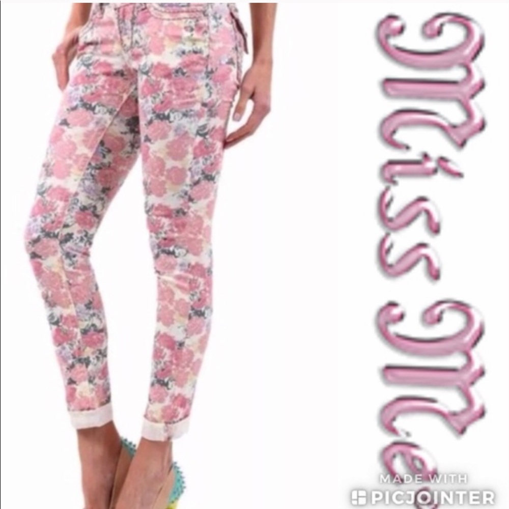 Miss Me Jeans Cargo Cuff Skinny Floral Jeans 28